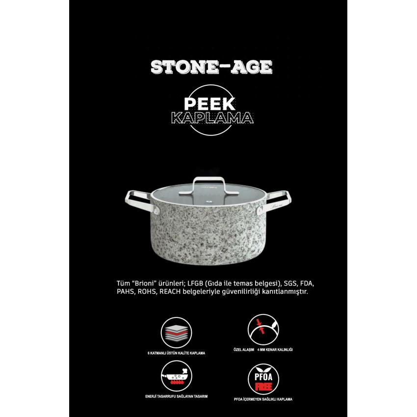 Stone-Age 6 Parça Çizilmez Yanmaz Yapışmaz İndüksiyonlu Midi Tencere Seti 16 cm,18 cm, 20 cm